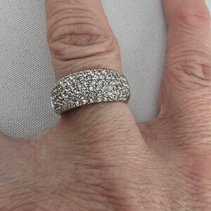 Silver Tone Rhinestone Ring Size 7